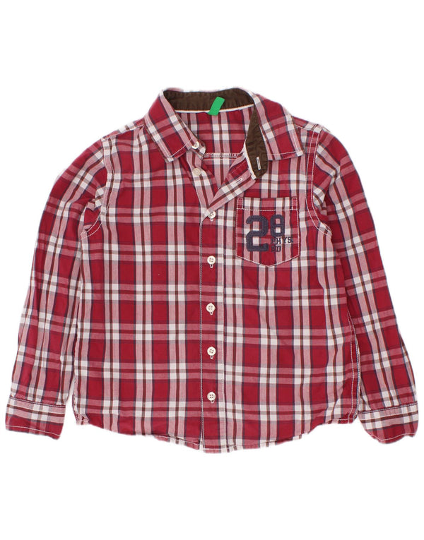 Camisa gráfica Benetton Boys 3-4 anos xadrez vermelho
