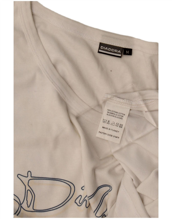 Diadora Womens Graphic Vest Top UK 12 Médio Algodão Branco