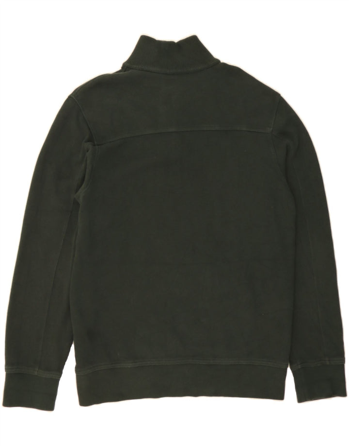 EDDIE BAUER Mens Zip Neck Jumper Sweater Medium Green Cotton Vintage Eddie Bauer and Second-Hand Eddie Bauer from Messina Hembry 
