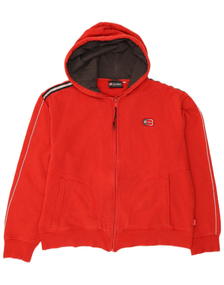 Suéter masculino com capuz e zíper LOTTO de algodão vermelho médio