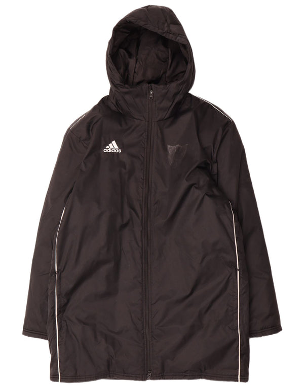 Casaco acolchoado com capuz masculino Adidas UK 38 poliéster preto médio