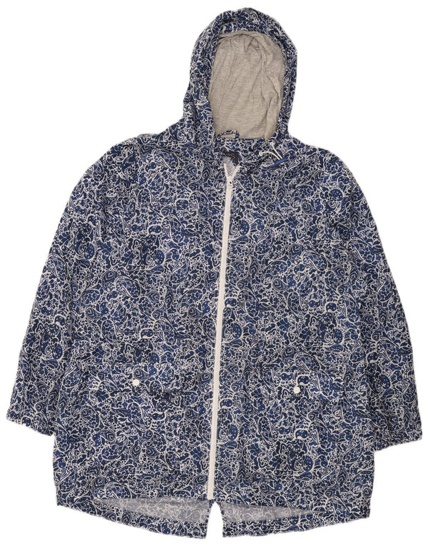 Jaqueta corta-vento feminina com capuz Marks & Spencer Reino Unido 16 grande azul paisley