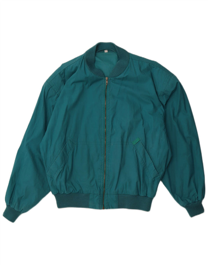 Jaqueta bomber masculina vintage EU 48 algodão verde médio