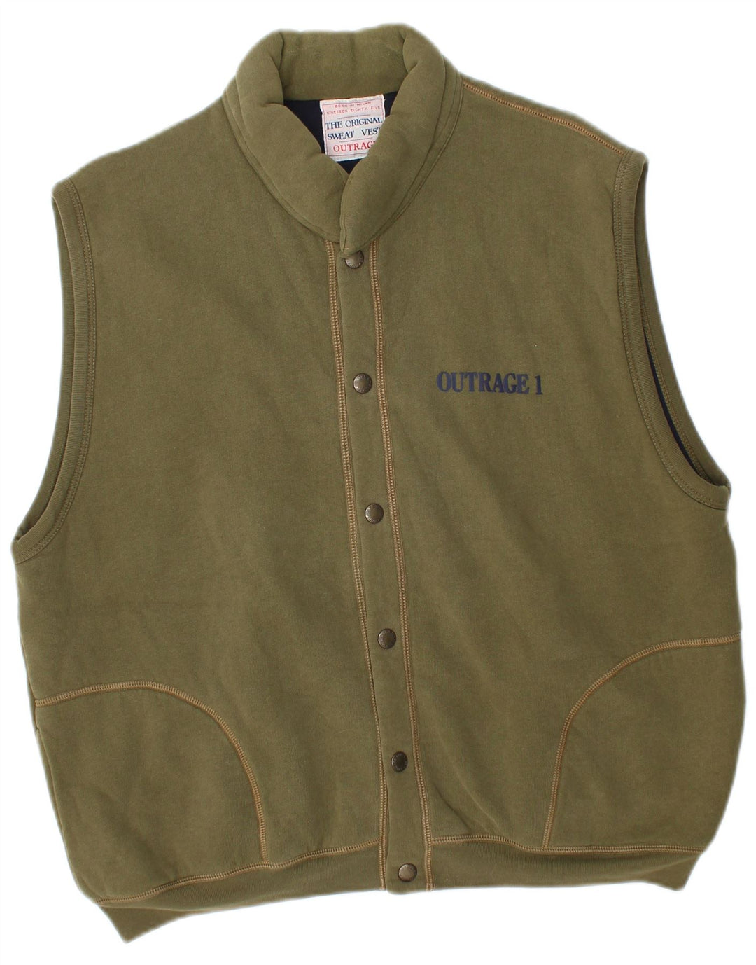 Outrage Mens Graphic Gilet UK 40 Grande Caqui