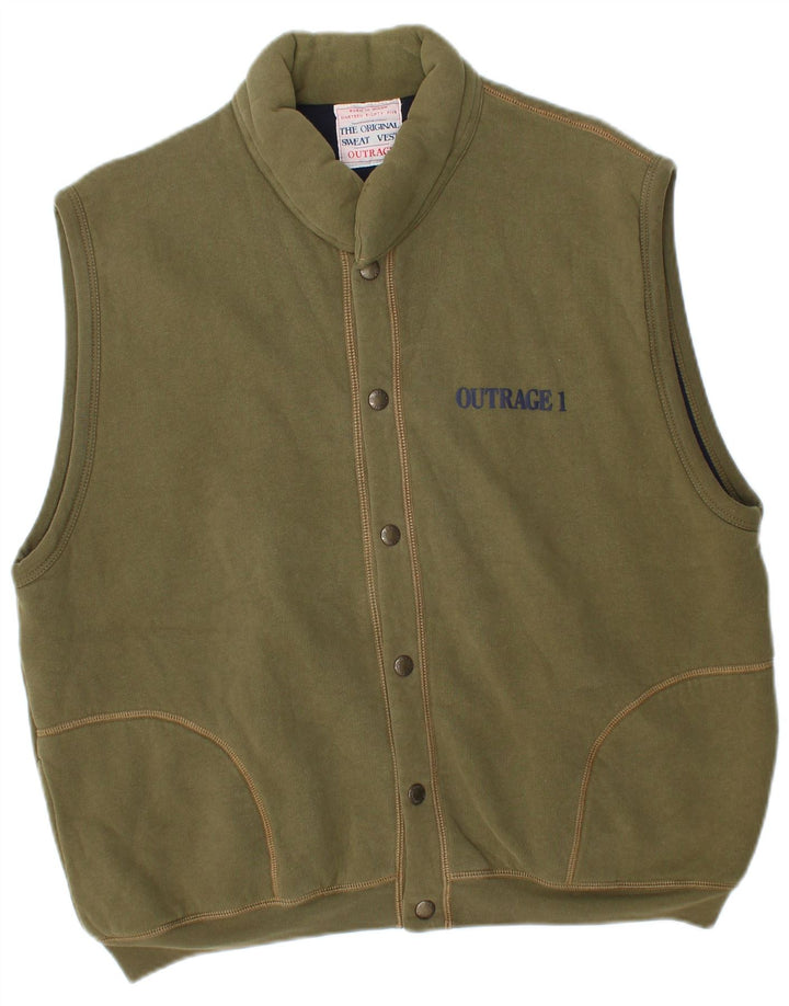 Outrage Mens Graphic Gilet UK 40 Grande Caqui