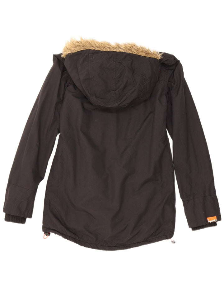 Jaqueta Parka com capuz feminina Superdry UK 6 XS poliéster preto