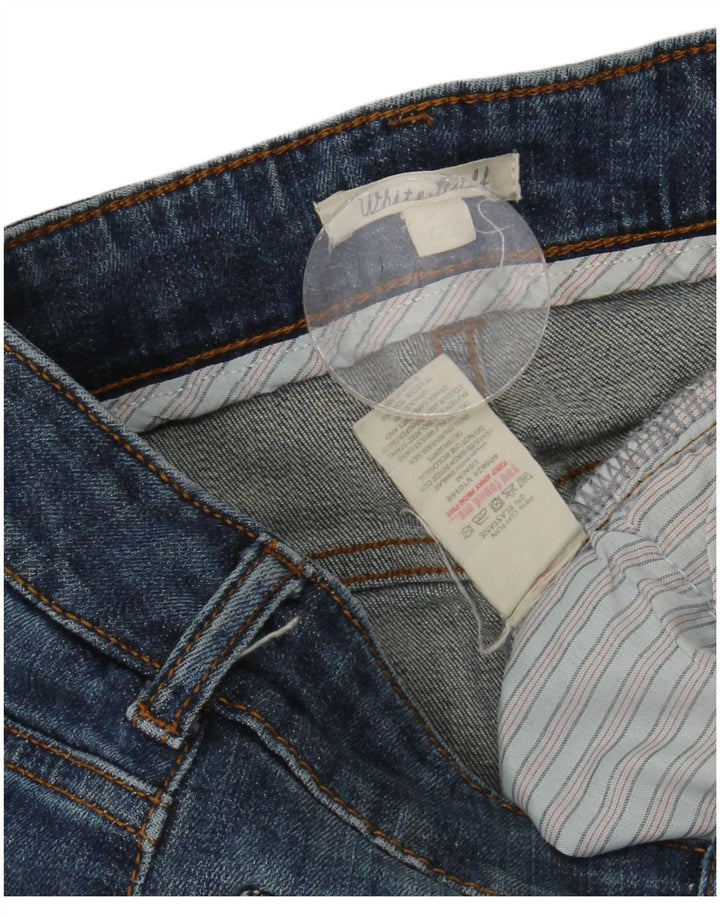 Jeans femininos longos e finos White Stuff UK 12 médio W30 L32 algodão azul