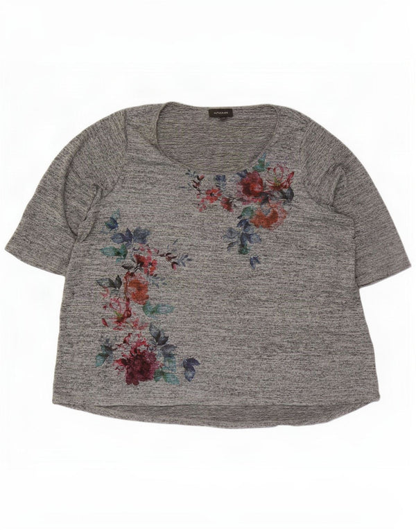 Marks & Spencer Top gráfico feminino Autograph manga 3/4 Reino Unido 26 5XL cinza