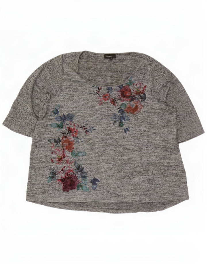 Marks & Spencer Top gráfico feminino Autograph manga 3/4 Reino Unido 26 5XL cinza