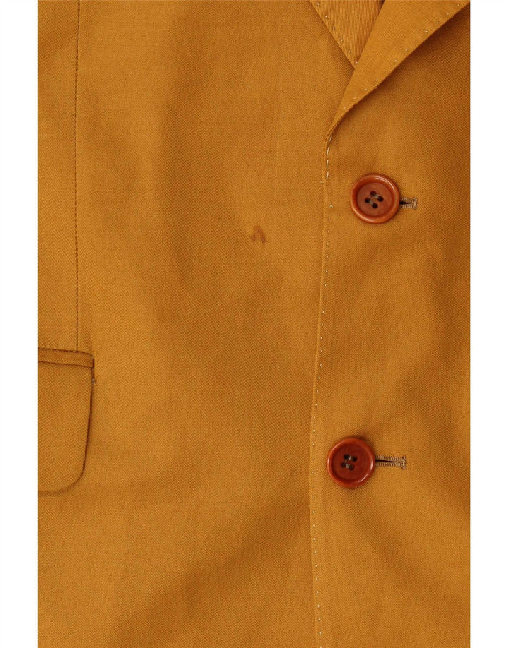 Terno masculino vintage de 2 botões e 2 peças IT 48 médio W32 L32 algodão amarelo