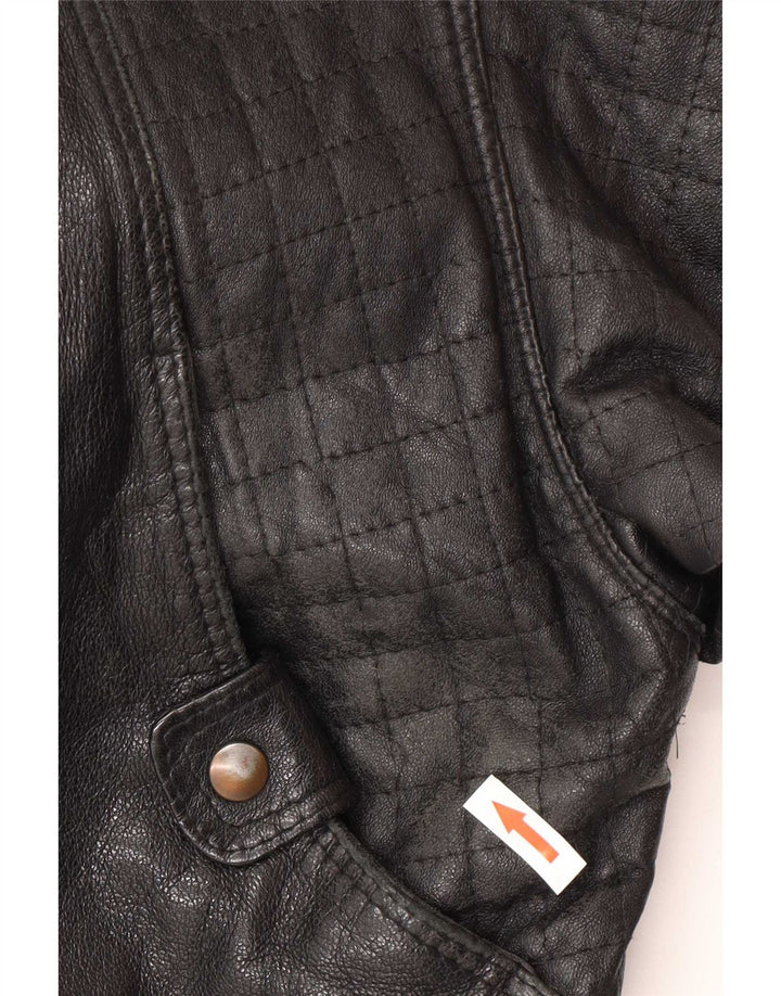Jaqueta de couro masculina vintage IT 52 XL preta