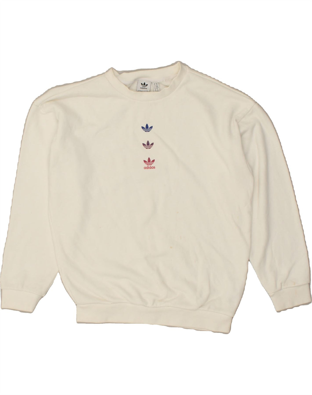 ADIDAS Womens Sweatshirt Jumper UK 6 XS White Cotton Vintage Adidas and Second-Hand Adidas from Messina Hembry 