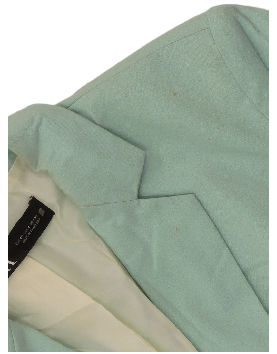 Jaqueta blazer feminina Zara com 1 botão EU 40 poliéster verde médio