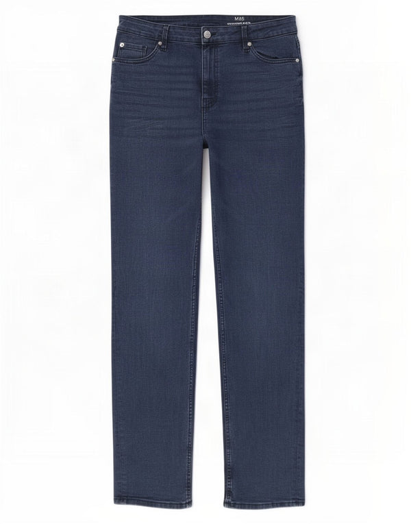 Calça jeans feminina Marks & Spencer Sienna Straight UK 16 grande W34 L31 azul