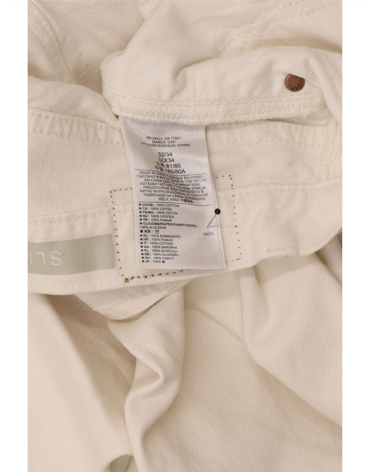Gap Mens Slim Jeans W32 L34 Algodão Branco