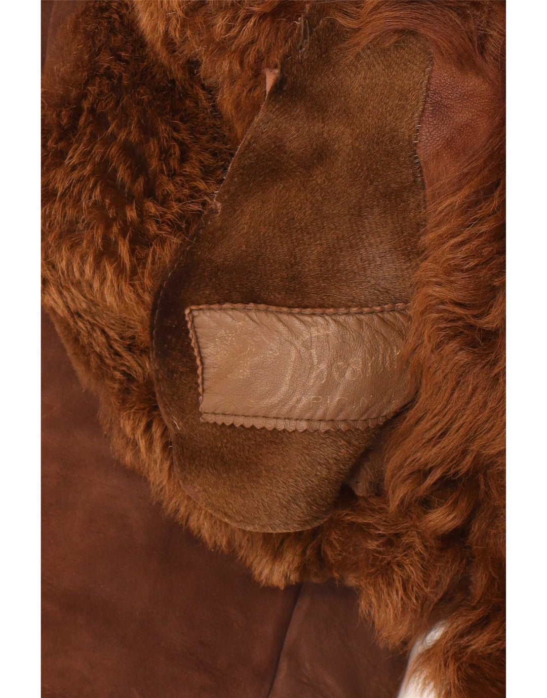 Casaco feminino vintage de shearling UK 14 marrom médio