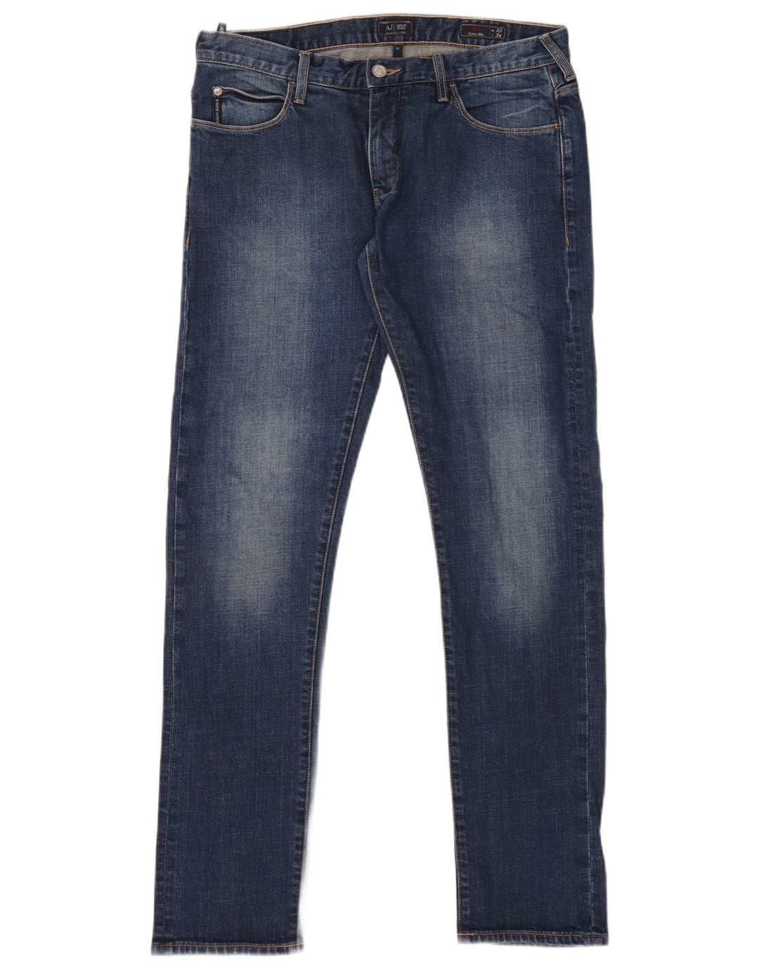 Armani feminino J10 Slim Jeans W33 L34 azul algodão