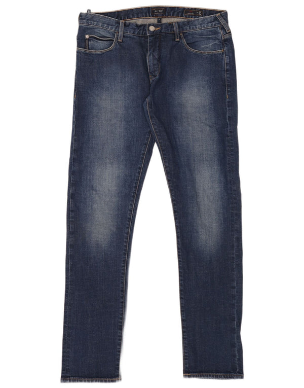 Armani feminino J10 Slim Jeans W33 L34 azul algodão