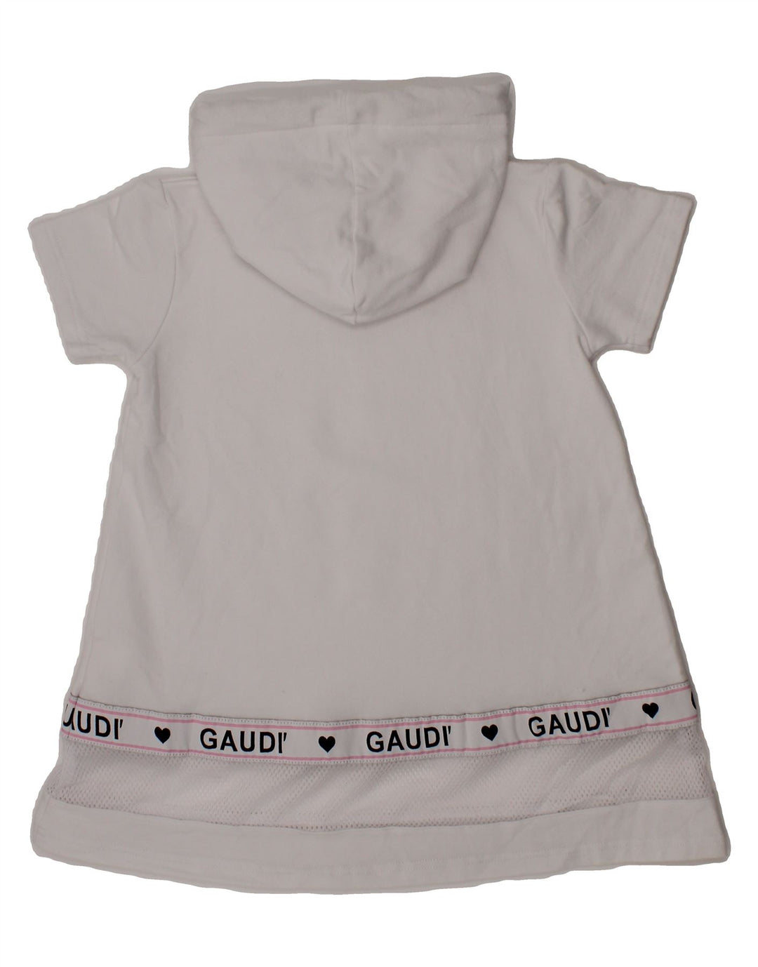 GAUDI Girls Graphic Hooded A-Line Dress 3-4 Years White Cotton Vintage Gaudi and Second-Hand Gaudi from Messina Hembry 