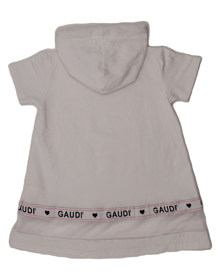 GAUDI Girls Graphic Hooded A-Line Dress 3-4 Years White Cotton Vintage Gaudi and Second-Hand Gaudi from Messina Hembry 