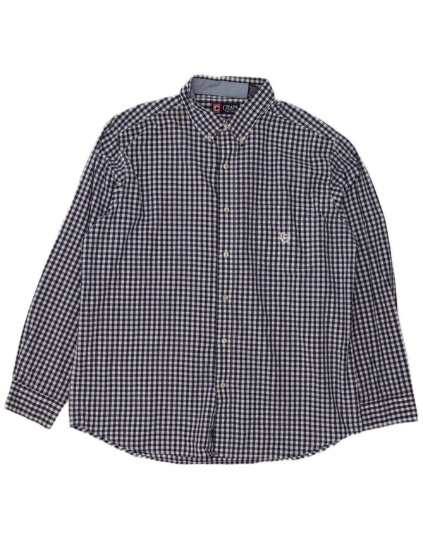 Camisa masculina Chaps Easy Care XL azul marinho algodão guingão