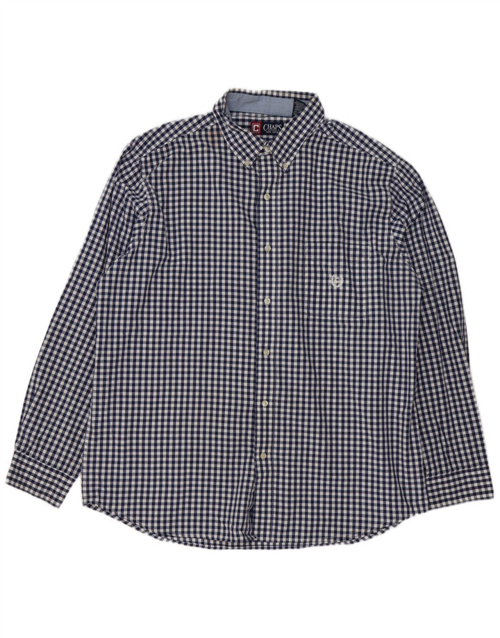 Camisa masculina Chaps Easy Care XL azul marinho algodão guingão