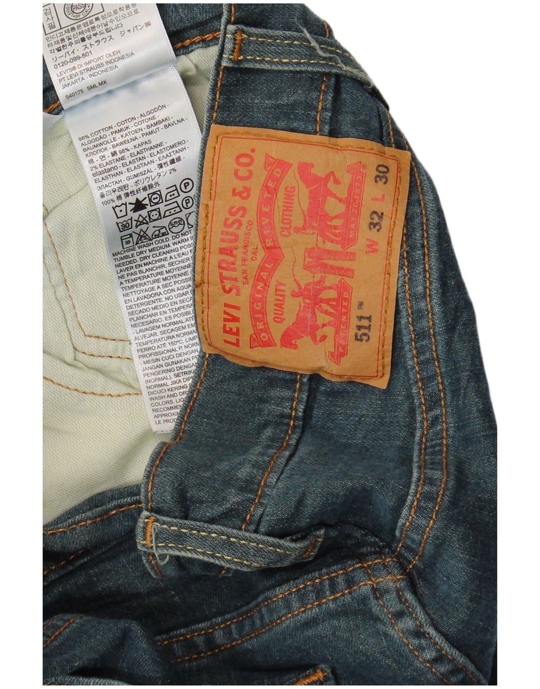 Levi's Masculino 511 Slim Jeans W32 L30 Azul Marinho Algodão