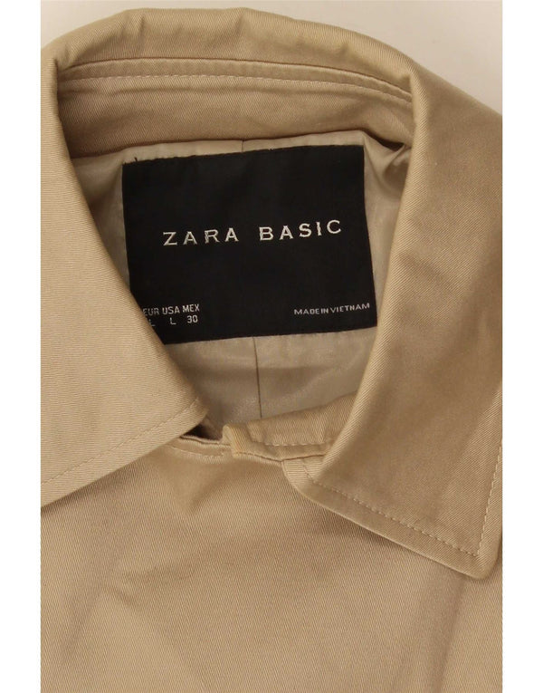 Zara Womens Short Trench Coat Reino Unido 14 Grande Bege