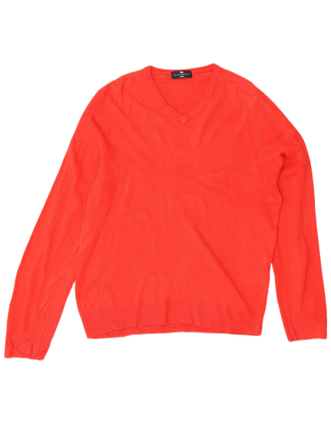 Suéter masculino Marks & Spencer Blue Harbor com decote em V grande acrílico vermelho