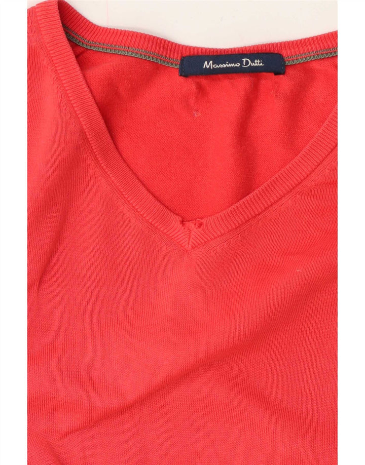 Suéter masculino Massimo Dutti com decote em V grande vermelho