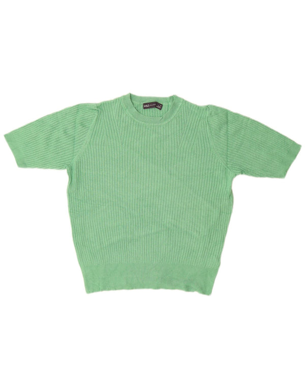 Suéter feminino MARKS & SPENCER com gola redonda Reino Unido 12 verde médio