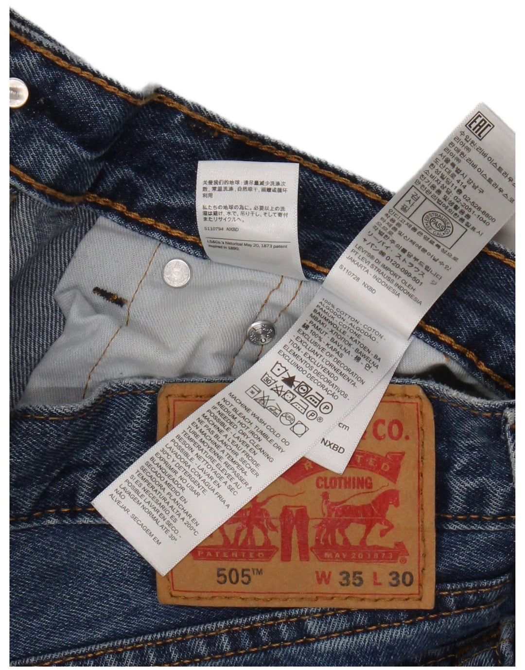 Levi's Masculino 505 Straight Jeans W35 L30 Azul Algodão