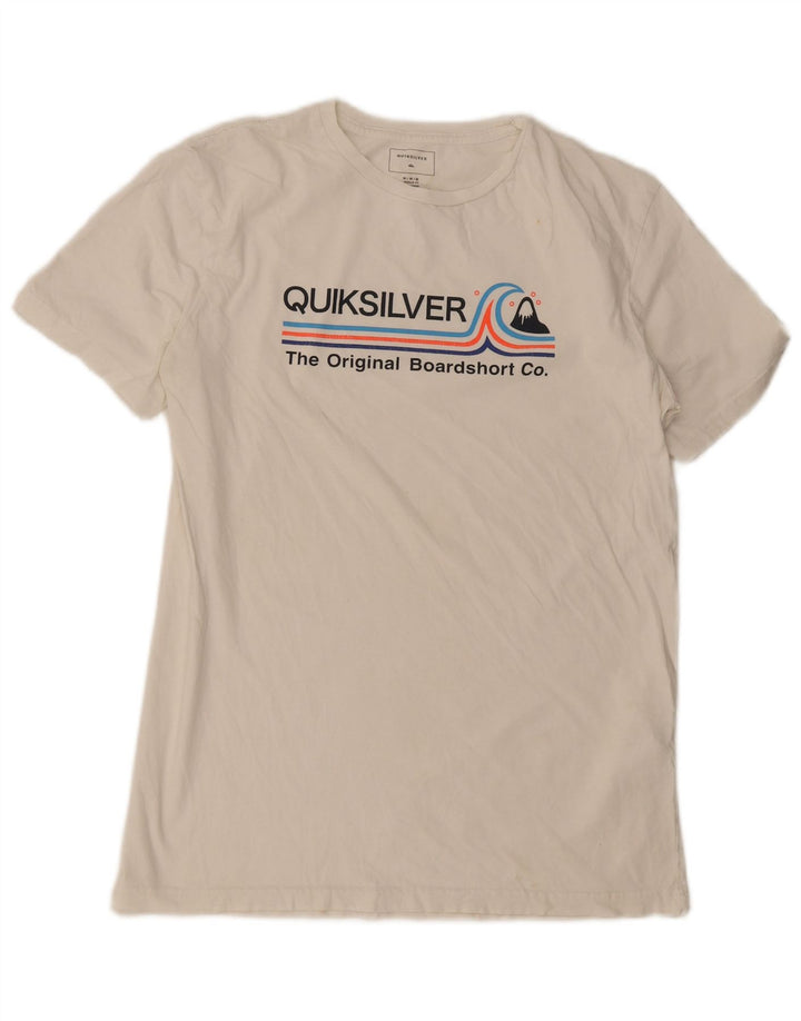 Camiseta masculina Quiksilver Regular Fit com estampa gráfica de algodão branco médio
