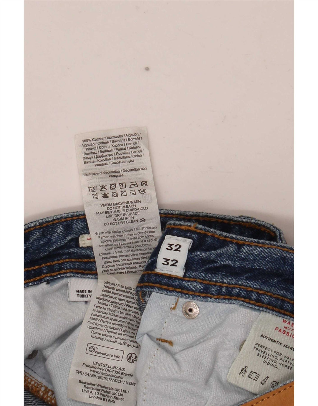 Jeans retos masculinos Jack & Jones W32 L32 algodão azul
