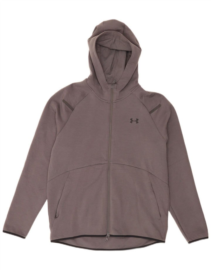 Suéter masculino Under Armour com capuz e zíper grande poliéster cinza