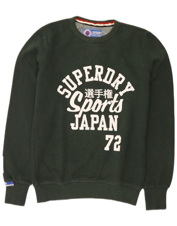 Superdry moletom gráfico masculino jumper médio algodão verde