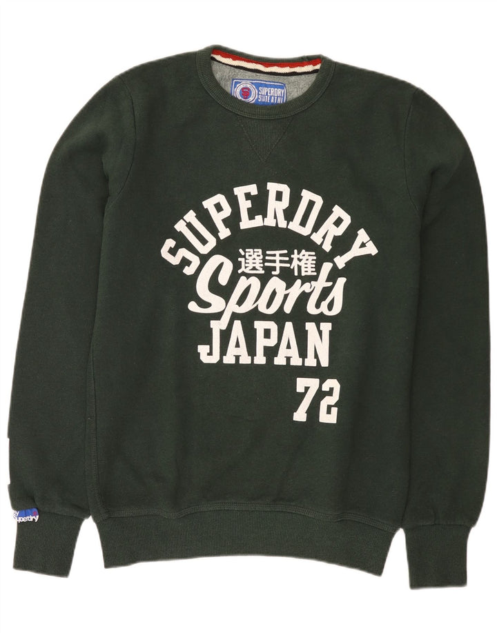 Superdry moletom gráfico masculino jumper médio algodão verde