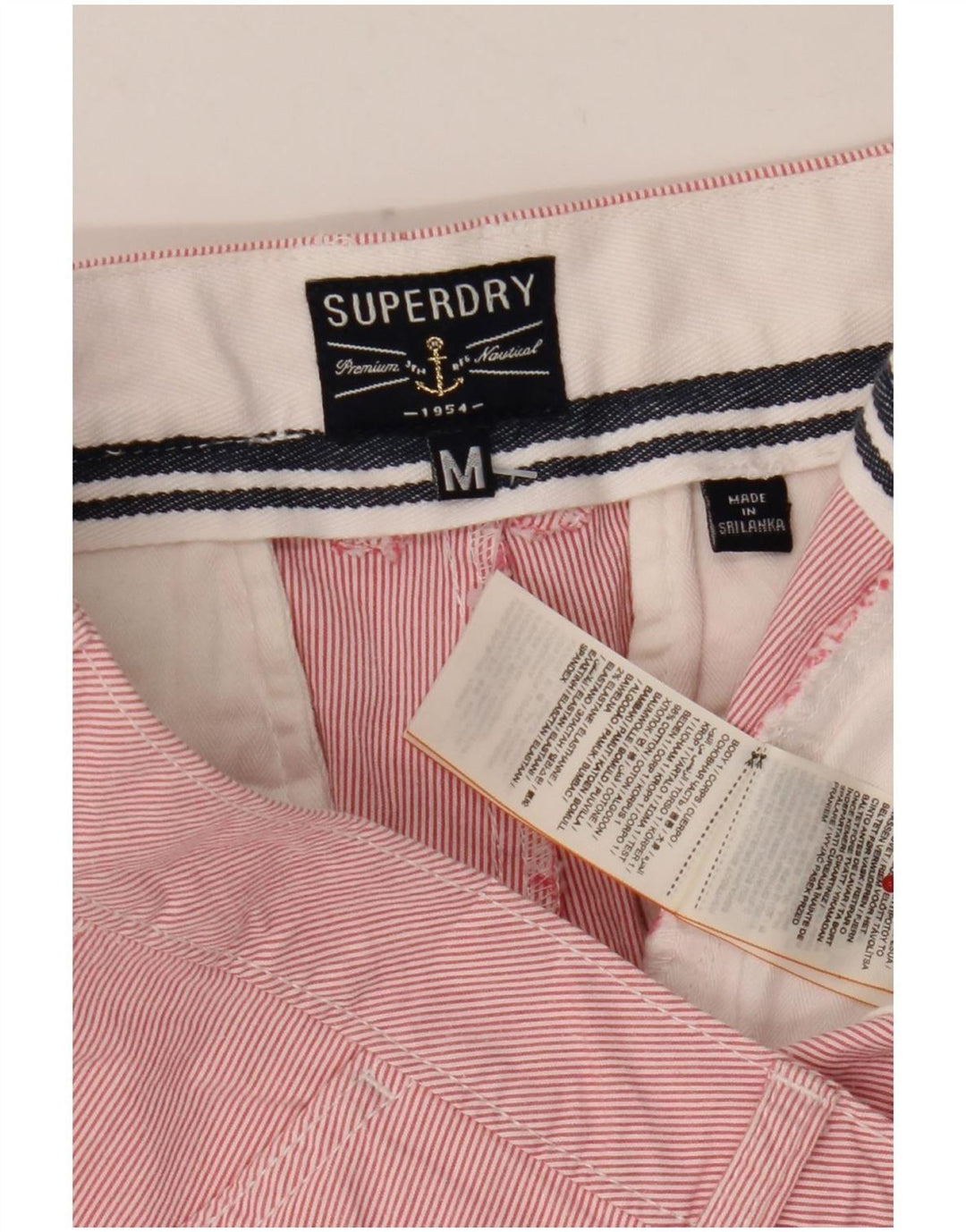 Shorts Chino Masculino Superdry Médio W32 Algodão Listrado Rosa