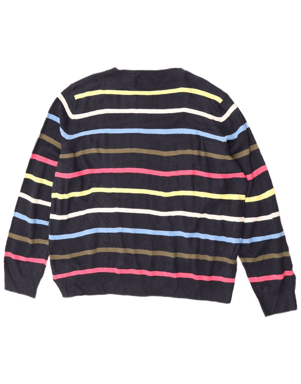 Suéter feminino Marks & Spencer com gola canoa UK 20 2XL listrado azul marinho