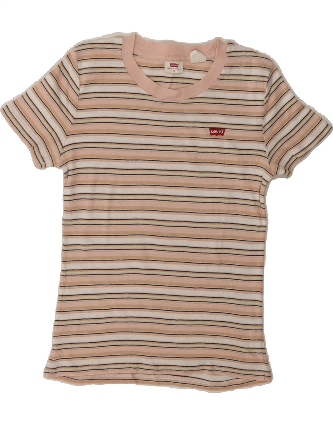 LEVI'S Womens T-Shirt Top UK 6 XS Pink Striped Vintage Levi's and Second-Hand Levi's from Messina Hembry 