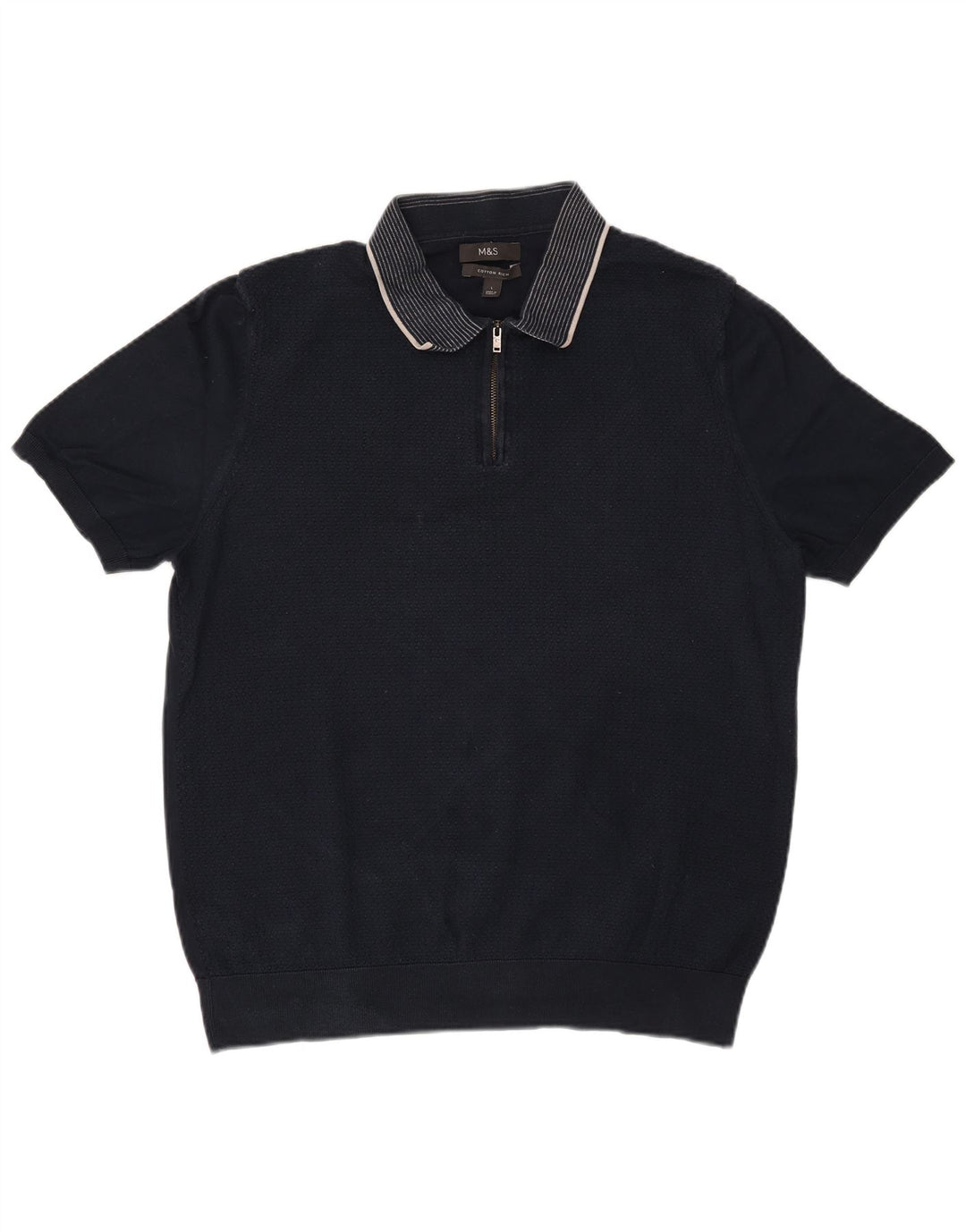 Camisa pólo masculina Marks & Spencer grande algodão azul marinho
