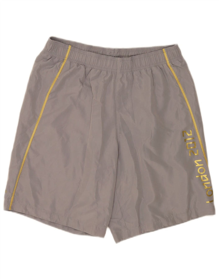 Shorts esportivos gráficos masculinos Adidas poliéster cinza médio