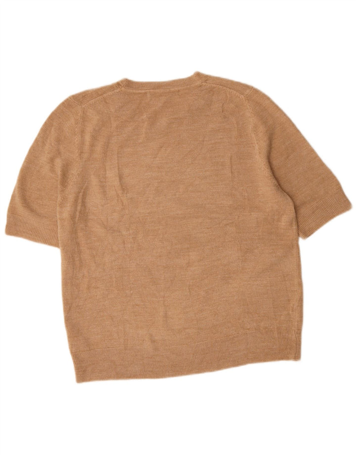 Suéter feminino Marks & Spencer com gola redonda Reino Unido 14 grande bege