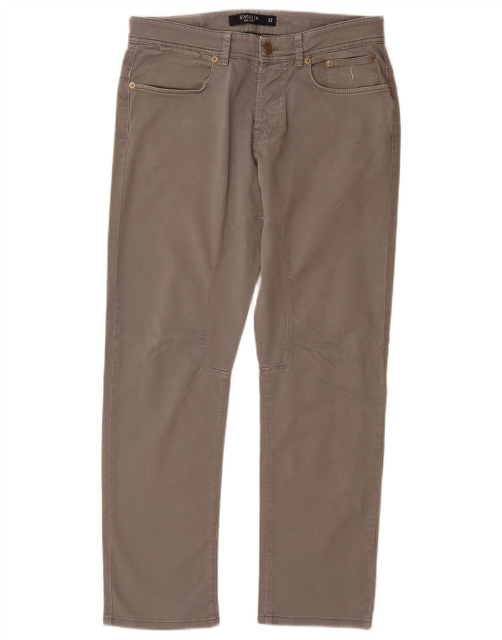 SIVIGLIA Jeans retos femininos W32 L30 algodão cinza