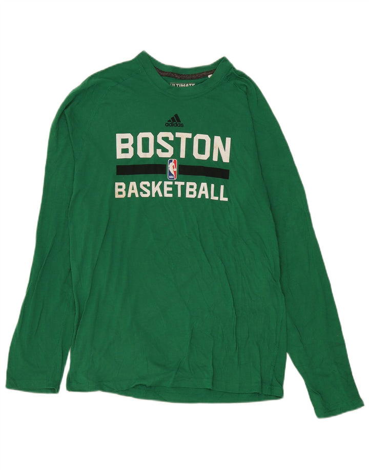 Adidas Mens Boston Celtics Graphic Top Manga Longa Médio Verde Poliéster