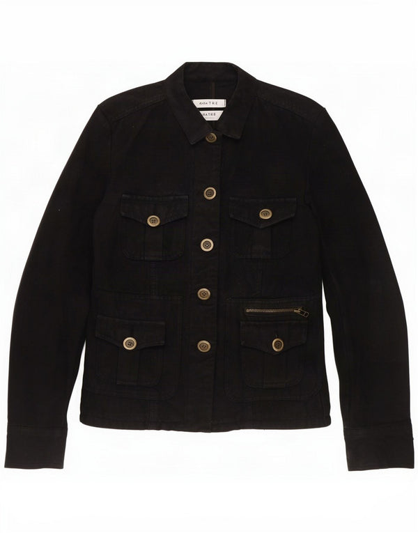 Zara Womens Trafaluc Utility Jacket UK 14 Algodão preto médio