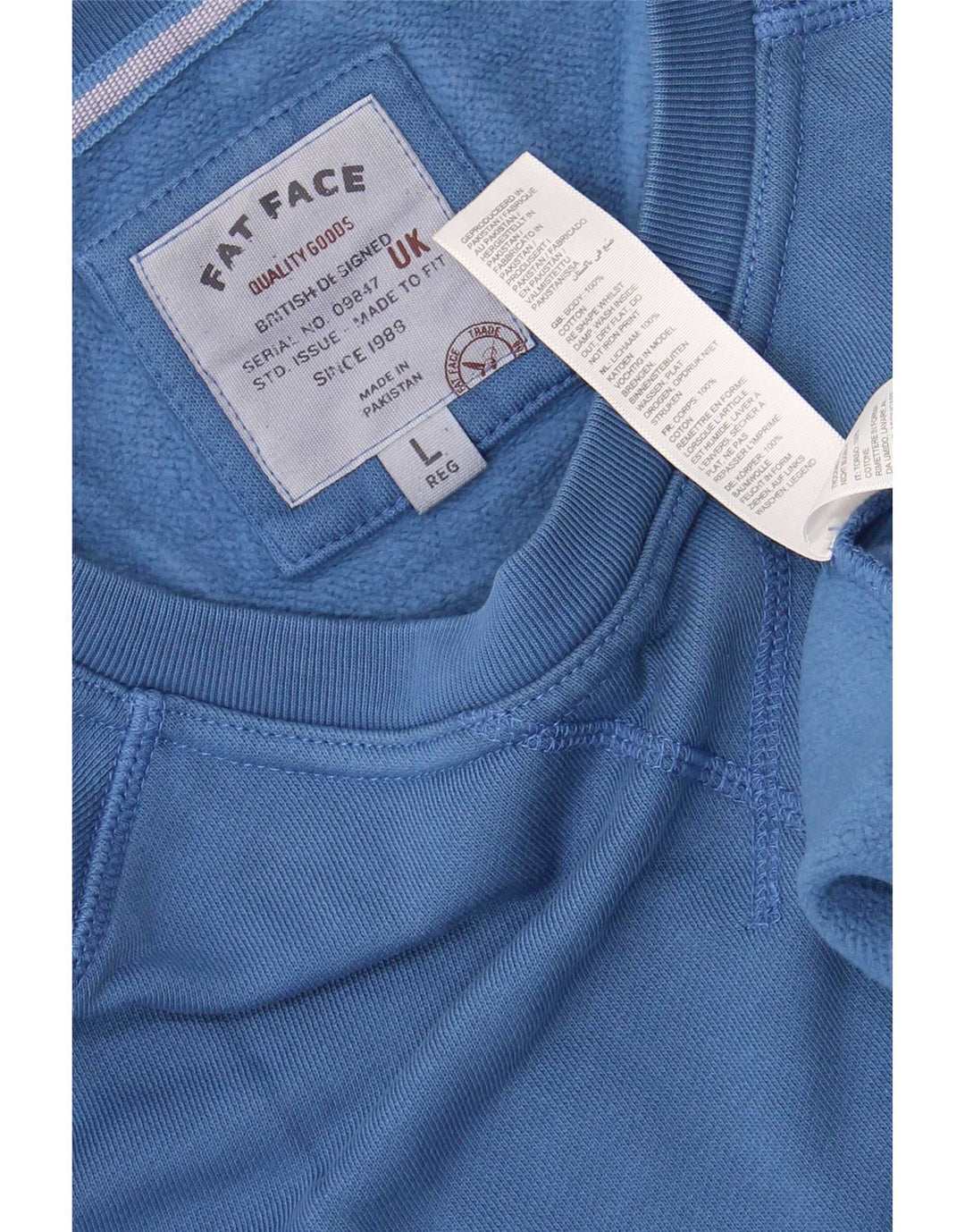 Fat Face Mens Regular Fit Top Manga Longa Grande Algodão Azul