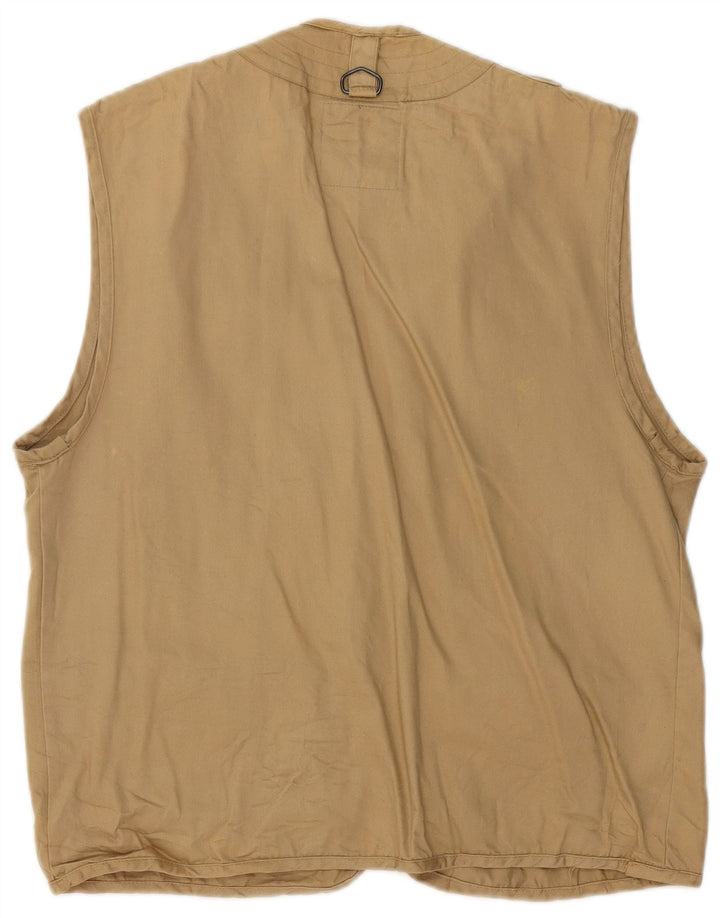 Colete utilitário masculino vintage UK 38 algodão bege médio