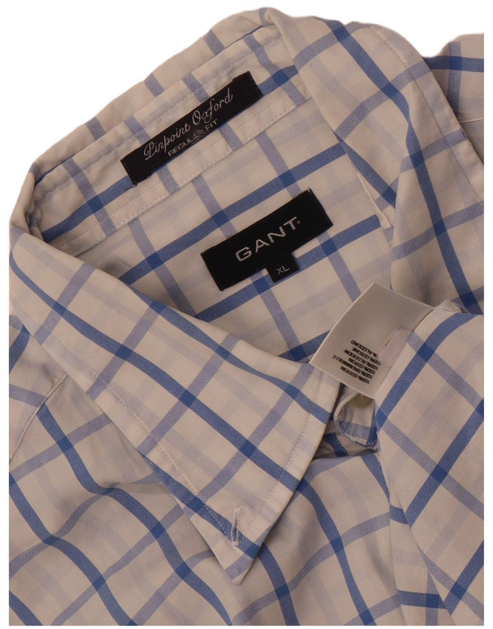 Camisa masculina Gant Regular Fit XL algodão xadrez branco