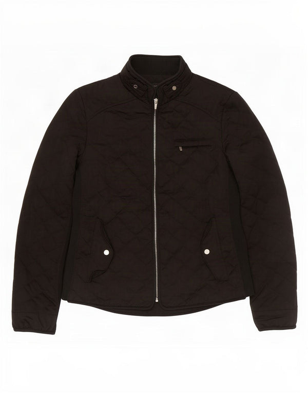 Jaqueta acolchoada feminina Zara UK 12 poliéster preto médio
